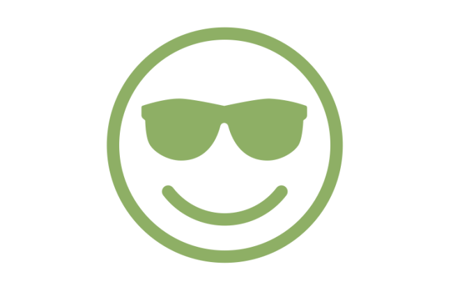 An image of smiley face with sunglasses, representing a good culture