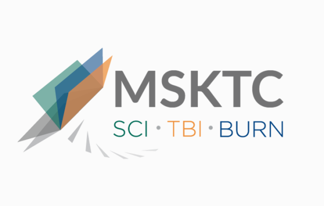 Logo of MSKTC featuring abstract overlapping shapes in green and orange next to the text 